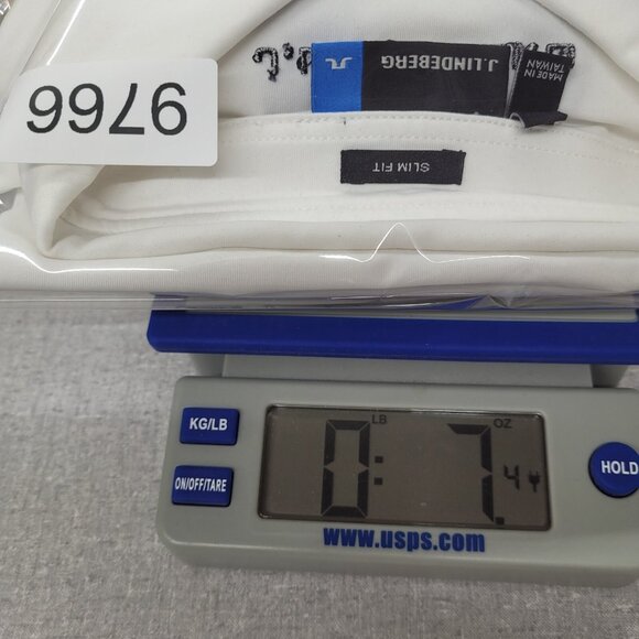 J Linderberg Dolph TX Golf Polo Shirt Men L Black White Slim Logo Performance - Picture 11 of 11